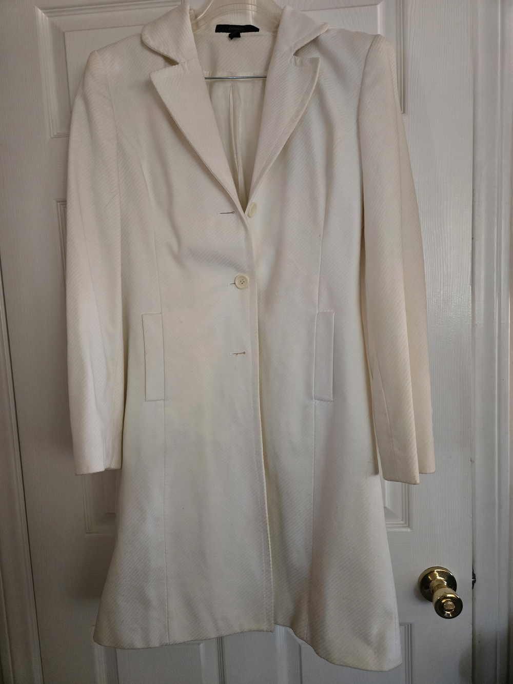Express Cream Single-Breasted Long Trench Coat